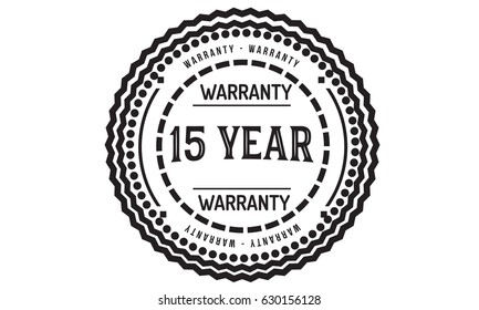 15 years black warranty label icon vector vintage grunge stamp