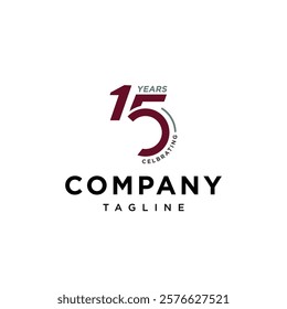 15 Years Celebrating Anniversary Logo Icon Vector