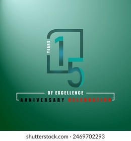15 years of excelence anniversary celebration 3d vector template design illustration