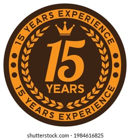 15 Años De Experiencia. Etiqueta del vector.