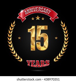 15 Years golden anniversary logo, low poly design number
