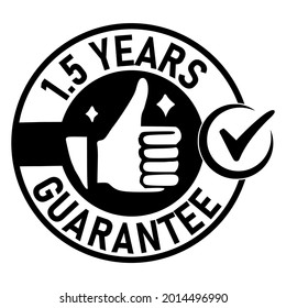 1.5 Years guarantee icon. Template isolated on white background. 2D simple flat style graphic design. Can be used as label, sticker, banner, etc. Vector EPS10