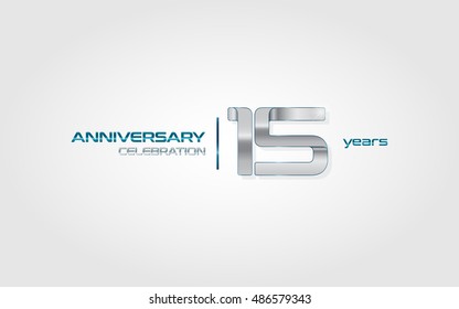 15 years silver anniversary celebration logo, isolated on dark white background