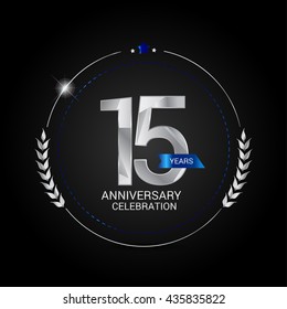 15 Years Silver anniversary logo, low poly design number