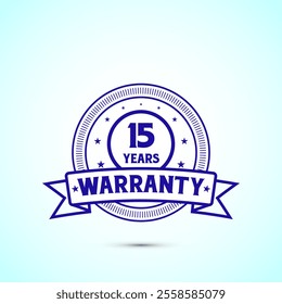 15 years warranty badge and label with blue color