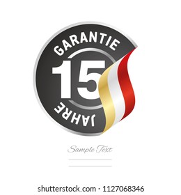 15 Jahre Garantie (Deutsch - 50 Jahre Garantie), schwarze Vektorillustration mit Stempel