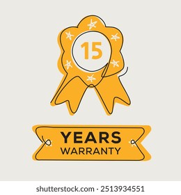15 years warranty seal stamp, vector label.