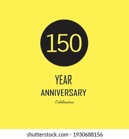150 Anniversary celebration on yellow background. Vector festive illustration. Birthday or wedding party event decoration