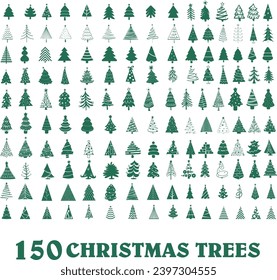 150 CHRISTMAS TREES Bundle, Tree Outline, Christmas Ornaments, Tree Christmas, Christmas ClipArt, Pine Tree ClipArt
