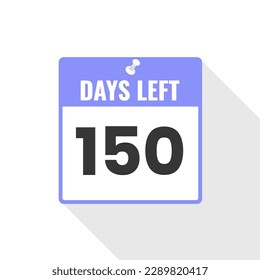 Icono de ventas de cuenta regresiva 150 días a la izquierda. Faltan 150 días para ir Banner promocional