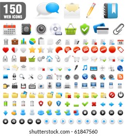 150 detailed icons. Vector Illustration