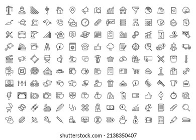150 plantilla de símbolo de conjunto de iconos para ilustración vectorial de colección de diseño gráfico y web