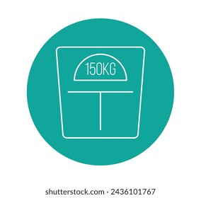 150 kg scale. Floor scale vector, concept measuring body weight. Health and care isolated on white background
