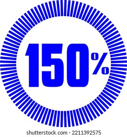150 % mit Rundkuchendiagramm. Wirtschaftliches, medizinisches, sportliches und schnelles Konzept