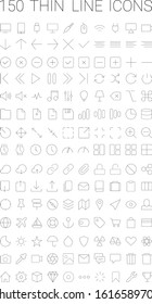 150 thin line ui icons