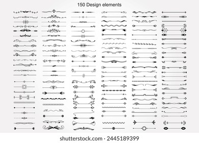 150 Vector Exquisite Ornamental and Page Decoration Designs elements.