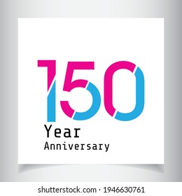 150 Year Anniversary Celebration Color Vector Template Design Illustration