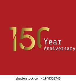 150 Year Anniversary Celebration Gold Red Background Color Vector Template Design Illustration