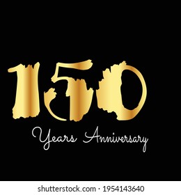 150 Year Anniversary Celebration Gold Black Background Color Vector Template Design Illustration