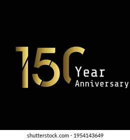 150 Year Anniversary Celebration Gold Black Background Color Vector Template Design Illustration