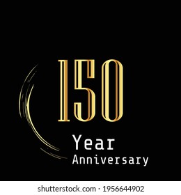 150 Year Anniversary Celebration Gold Black Background Color Vector Template Design Illustration