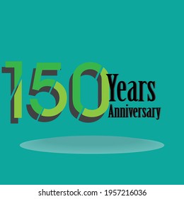 150 Year Anniversary Celebration Green Color Vector Template Design Illustration