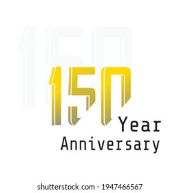 150 Year Anniversary Celebration Yellow Color Vector Template Design Illustration