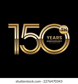 150 year anniversary. Anniversary logo design with double line concept, vector illustration