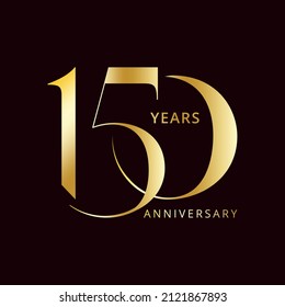 150 Year Anniversary Logo, Golden Color, Vector Template Design element for birthday, invitation, wedding, jubilee and greeting card illustration.