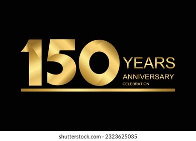 150 year anniversary vector banner template. gold icon isolated on black background.