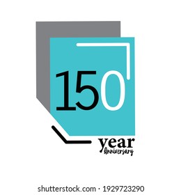 150 Year Anniversary Vector Template Design Illustration Blue Box Elegant White Background