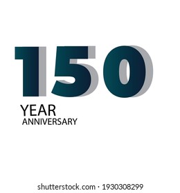 Diseño de plantilla vectorial de 150 años Ilustración Fondo azul elegante blanco