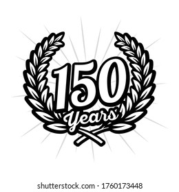 150 years anniversary celebration with laurel wreath. 150th anniversary logo. Vector and illustration.