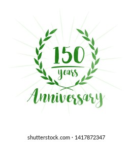 150 years anniversary celebration logo. Anniversary watercolor design template. Vector and illustration.