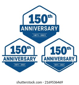 150 years anniversary celebration logotype. 150th anniversary logo collection. Set of anniversary design template. Vector and illustration.