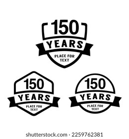 150 years anniversary celebration logotype. 150th anniversary logo collection. Set of anniversary design template. Vector illustration.	