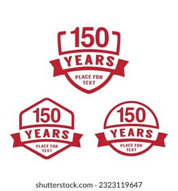 150 years anniversary celebration logotype. 150th anniversary logo collection. Set of anniversary design template. Vector illustration.