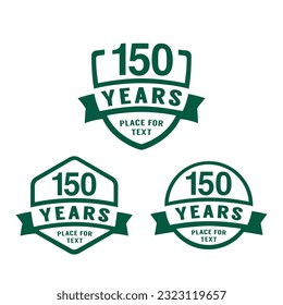 150 years anniversary celebration logotype. 150th anniversary logo collection. Set of anniversary design template. Vector illustration.