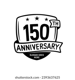 150 years anniversary celebration shield design template. 150th anniversary logo. Vector and illustration.