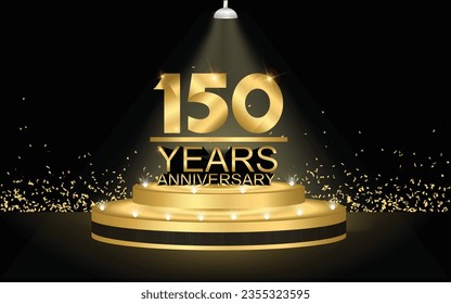 150 years anniversary Golden Jubilee Award Graphics Background. Entertainment Spot Light Hollywood Template Luxury Premium Corporate Abstract Design Template Banner Certificate.