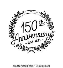 150 years anniversary logo collection. 150th years anniversary celebration hand drawn logotype. Vector and illustration.