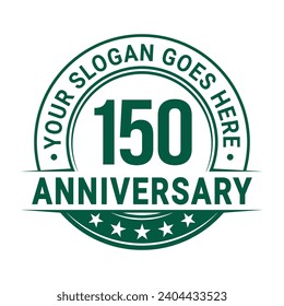 150 years anniversary logo design template. 150th anniversary celebrating logotype. Vector and illustration.