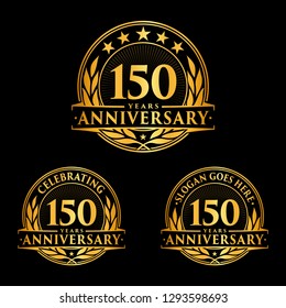 150 years anniversary set. 150th celebration logo collection. Vector and illustration. 