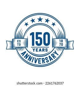 Plantilla de diseño de logotipo de 150 años. Vector e ilustración del 150 aniversario