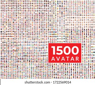 1500 Avatar icon set Persons, avatars, 
 people heads of different ethnicity. 
 Avatar Vector design