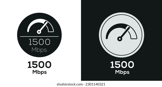 Megabits (1500 Mbps) por segundo Icono, señal de vector.	