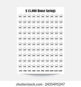 15000 House Savings Tracker,15000 Savings Challenge,House Savings Tracker,Savings Printable Planner,Savings Tracker,Money Challenge