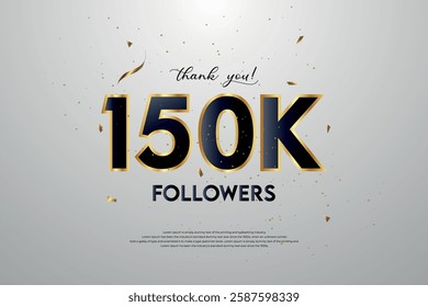 150k followers celebration with beautiful background. design vector