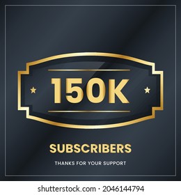 150k subscribers, Thank you subscribers banner, card, vector illustration design.

