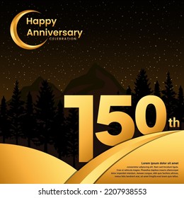 150th Anniversary Anniversary Celebration Golden Text Stock Vector ...